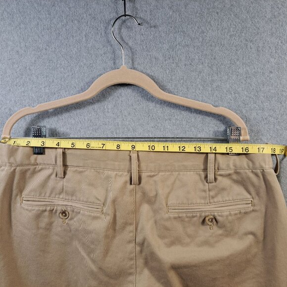 Lands End Shorts Mens 36 Traditional Fit Khaki Chino 100% Cotton Flat Front - Picture 3 of 9